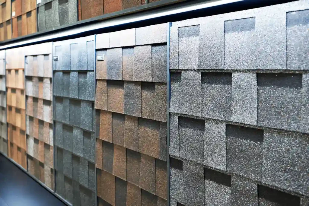 Different types of laminate shingles displayed